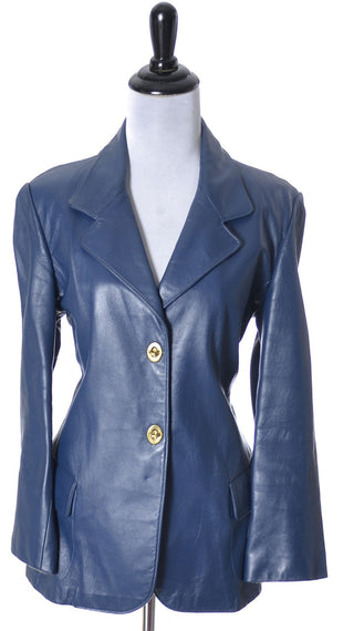 Bonnie Cashin Jacket Blue Leather Vintage Blazer - Dressing Vintage