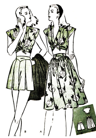 1940's Vintage Playsuit Pattern Butterick 3345 34 Bust - Dressing Vintage