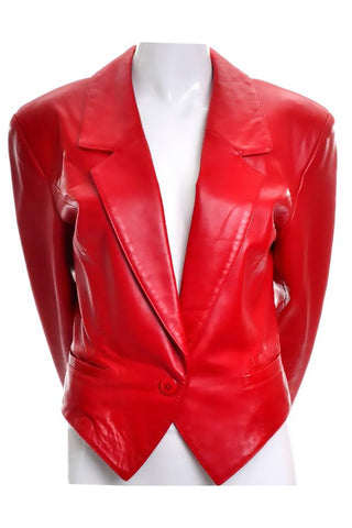 Red leather tuxedo jacket 1980's Michael Hoban
