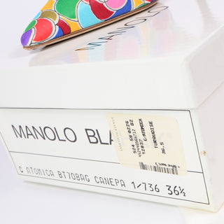 Manolo Blahnik Bold Colorful Pointed Toe Mules W Blue Buckles With Box