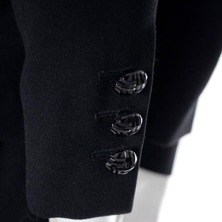 Detail of a 1990's Escada Couture black wool suit