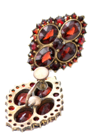 Vintage Bohemian rose cut screw back Garnet earrings - Dressing Vintage