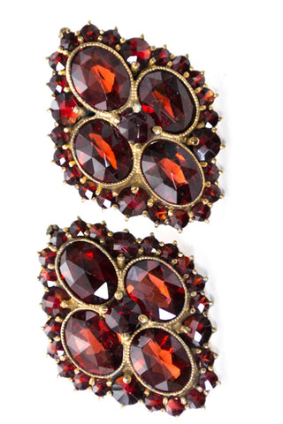 Vintage Bohemian rose cut screw back Garnet earrings - Dressing Vintage