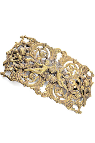 Brass Repousse Vintage Sash Belt Buckle Ornate - Dressing Vintage