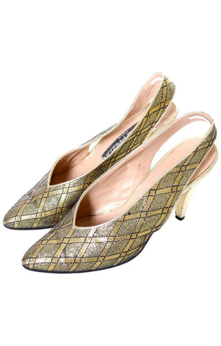 Maud Frizon vintage gold slingback heels size 7.5 made in Italy