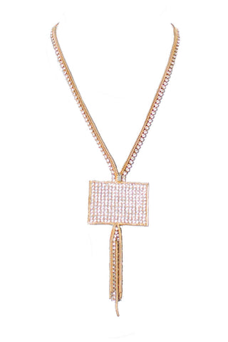 A Beautiful Hobe Vintage Rhinestone Gold Fringe Necklace - Dressing Vintage