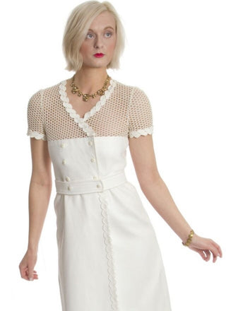 1960s Courreges Space Age White Vintage Dress - Dressing Vintage1960s Andre Courreges Space Age White Designer Vintage Dress 