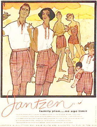 1950's Jantzen Red Plaid Vintage Swimsuit or Romper Diving Girl Label - Dressing Vintage