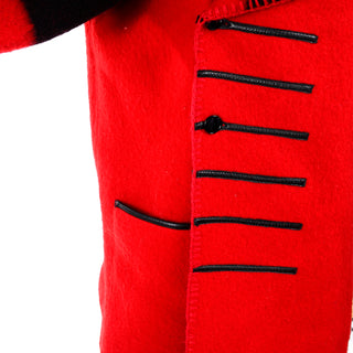 1980's Vintage Jean-Charles de Castelbajac red wool coat with leather details