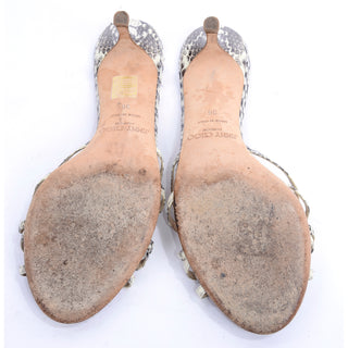 Size 38 Jimmy Choo Snakeskin Slide Sandals With Heel