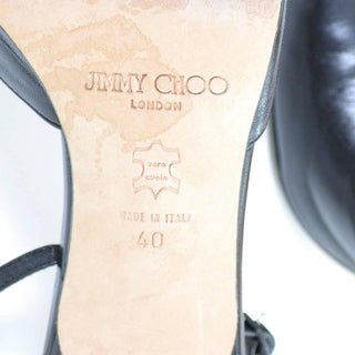Jimmy Choo London black leather ankle strap heels