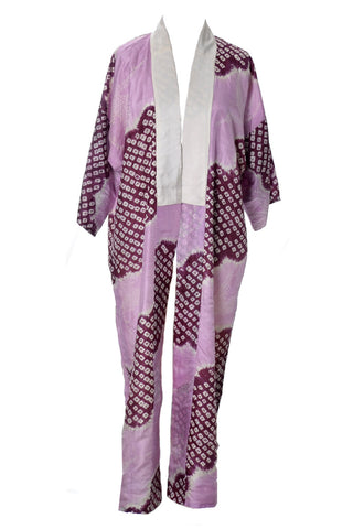 Vintage Japanese Purple Silk Kimono 1920s