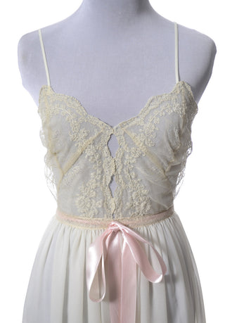 1950s Vintage Nightgown with Sheer Lace Bodice Rare Iris Lingerie Co. - Dressing Vintage