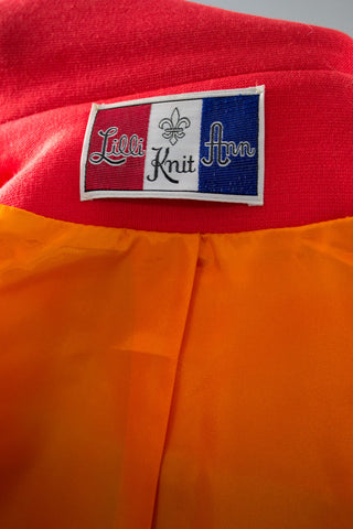 1960s Vintage Lilli Ann Cape Style Orange Red Knit Coat SOLD - Dressing Vintage
