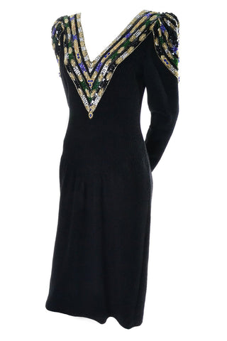 Lillie Rubin Vintage Dress 80s Beaded Knit
