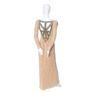 Silk pleated Evening gown by Mary McFadden with Macrame open back