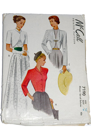 McCall 7190 vintage pattern 1940s bolero