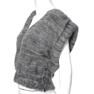 Vintage Gray handwoven wool vest sweater