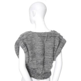 1980s gray woven wool vest sweater
