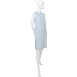 Norman Norell light blue linen 1960s dress