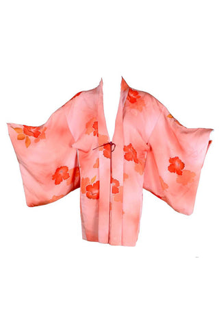 Peach Pink Vintage Silk Short Kimono