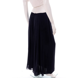 Navy Blue & White Silk Vintage Oscar de la Renta Evening Dress w Tags Skirt