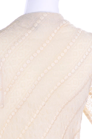 Rare Phyllis Sues Vintage 1970s Cream Raised Dots 70s Maxi Dress W Tassels