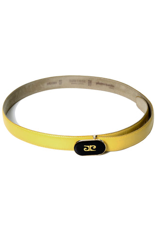 Pierre Cardin logo waist belt yellow leather