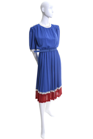 Pierre Cardin Vintage Dress Blue Red 1970s