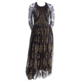 Vintage Geoffrey Beene Rare Black Lace Evening Dress