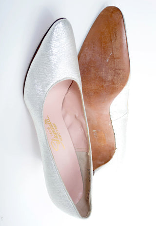 Vintage Silver Metallic Schiaparelli shoes 9.5 AAA - Dressing Vintage