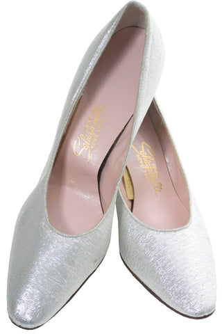 Vintage Silver Metallic Schiaparelli shoes 9.5 AAA - Dressing Vintage