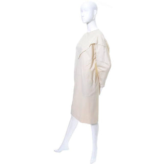 1980's Cream Vintage Shamask Original Wool Dress Size 6/8