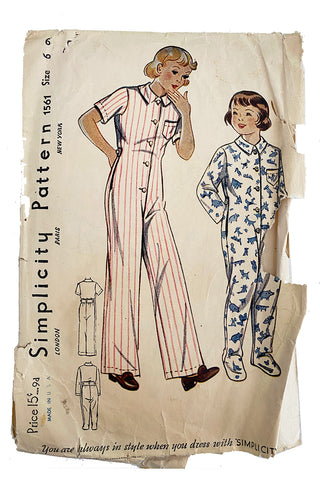 1940s Jumpsuit Pajamas Vintage Sewing Pattern Simplicity 1561