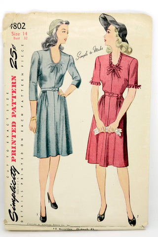 40's vintage Simplicity 4802 Misses' and Women's Dress sewing pattern