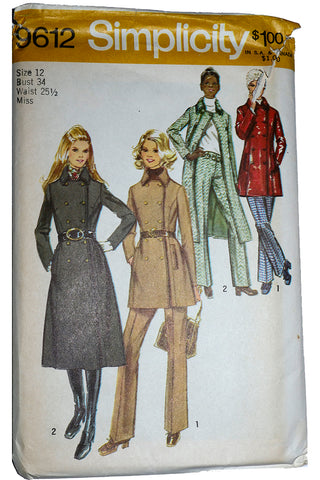 1971 Simplicity 9617 Vintage Coat and Trousers Pattern