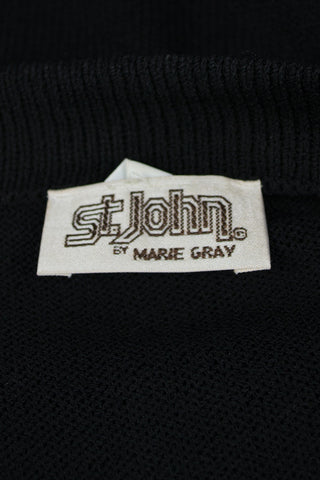 Vintage St. John Black Santana Knit blazer sweater rhinestone buttons - Dressing Vintage