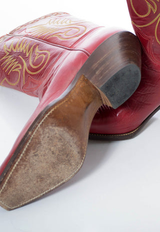 1940s Red Vintage Stewart Romero Cowboy Boots 7.5 RARE - Dressing Vintage