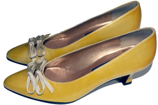NEW vintage Stuart Weitzman golden yellow patent leather shoes 6 1/2 - Dressing Vintage