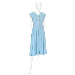 Blue cotton 50's dress worn in Tree of Life by Mrs. O'Brien
