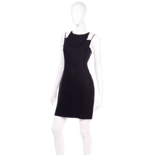 Bill Blass vintage cut out little black linen dress 