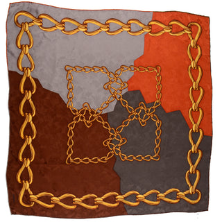 Vintage Codello Scarf in Burgundy Orange and Brown Silk