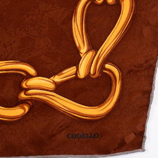 Vintage Codello Scarf in Burgundy Orange and Brown Silk