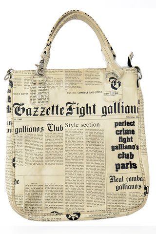 Vintage John Galliano Gazzette Newsprint Leather Bag