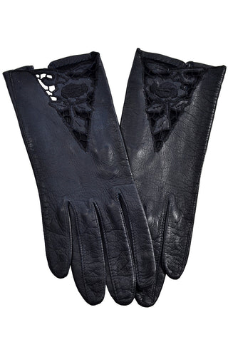 Vintage leather gloves with cutwork