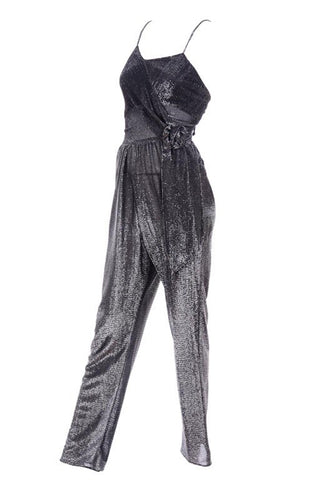 Studio 54 1970's silver jumpsuit and jacket