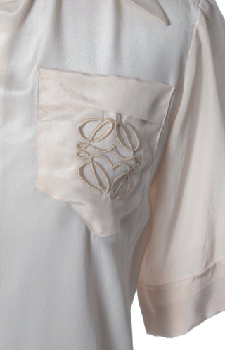 1970's Loewe Silk Vintage Blouse with Logo Pocket - Dressing Vintage