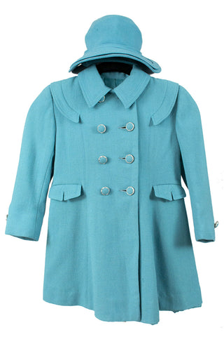 Late 1940s vintage children's blue coat and hat - Dressing Vintage