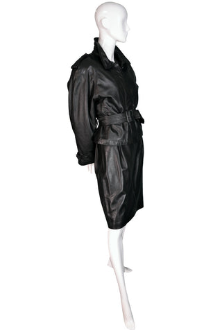 Vintage Ferragamo leather skirt suit with bomber jacket - Dressing Vintage