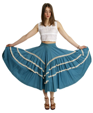 El Encanto Vintage Skirt 1950's Full Circle Irish Lace Miami Beach - Dressing Vintage
